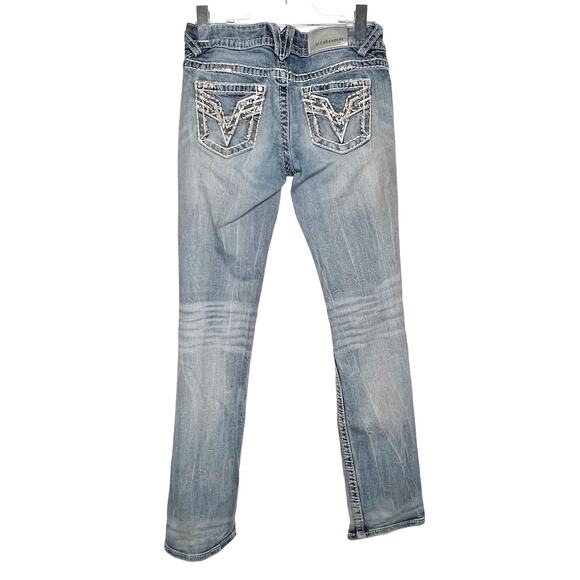 VIGOSS Stella V Stitch Boot Cut Jeans Mid-Rise  Embellished Medium Wash Size 3/4 - Picture 2 of 11